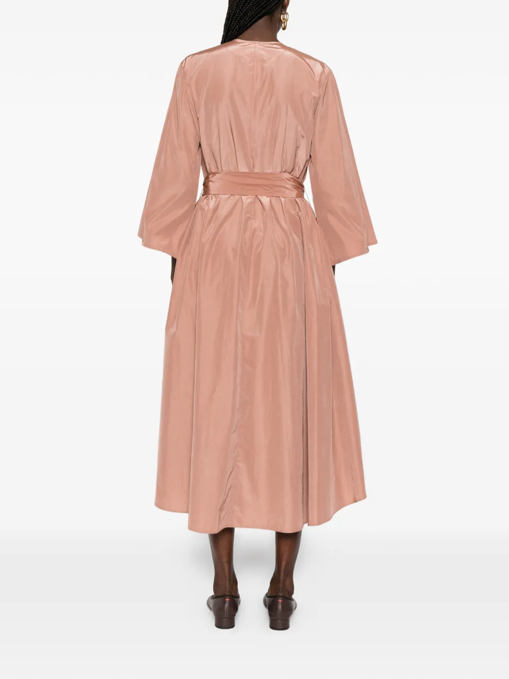 Long-Sleeve Belted Midi Dress