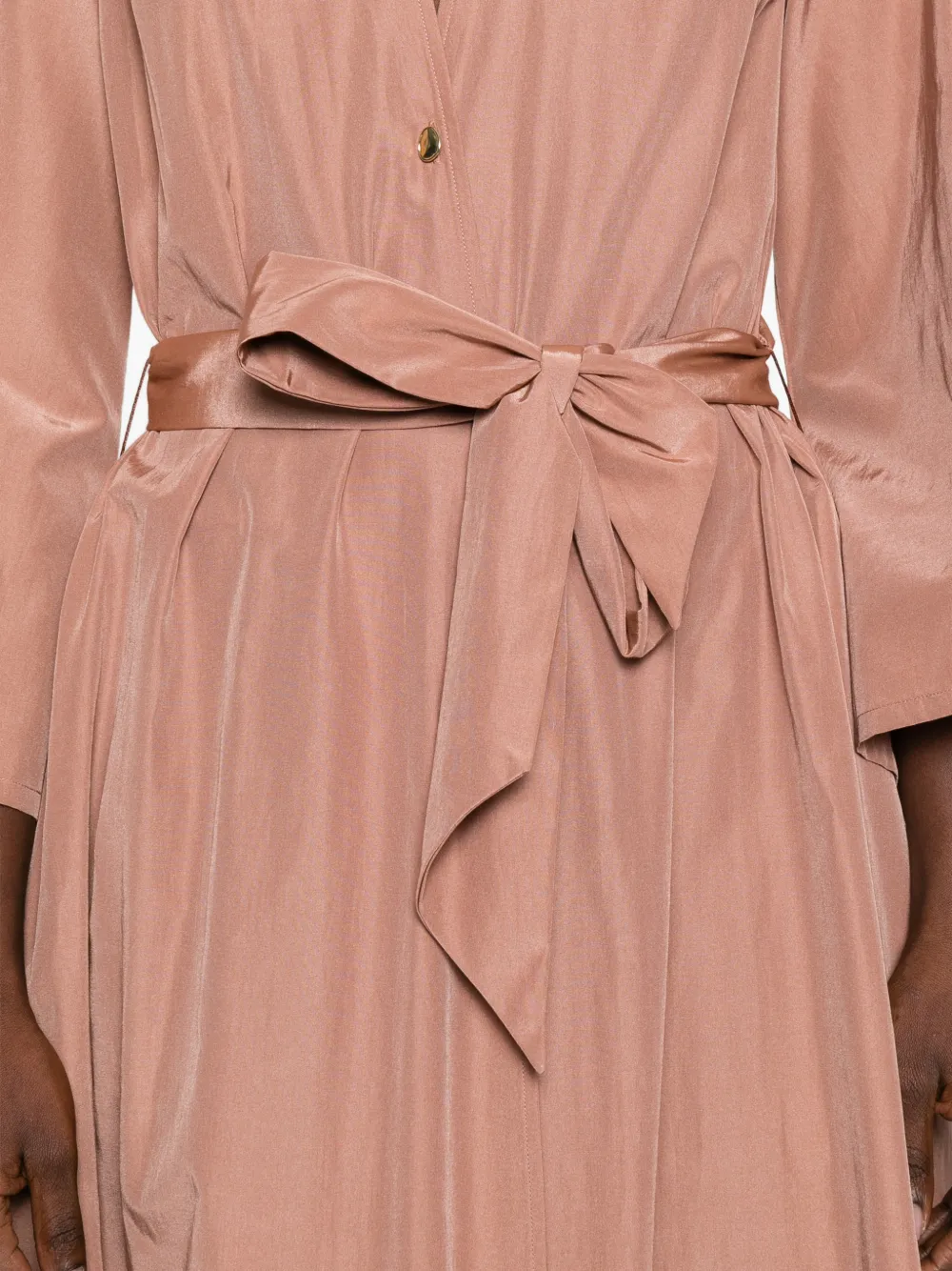 Long-Sleeve Belted Midi Dress
