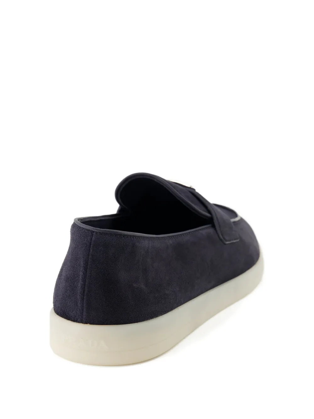 Prada logo-plaque suede loafers Blauw