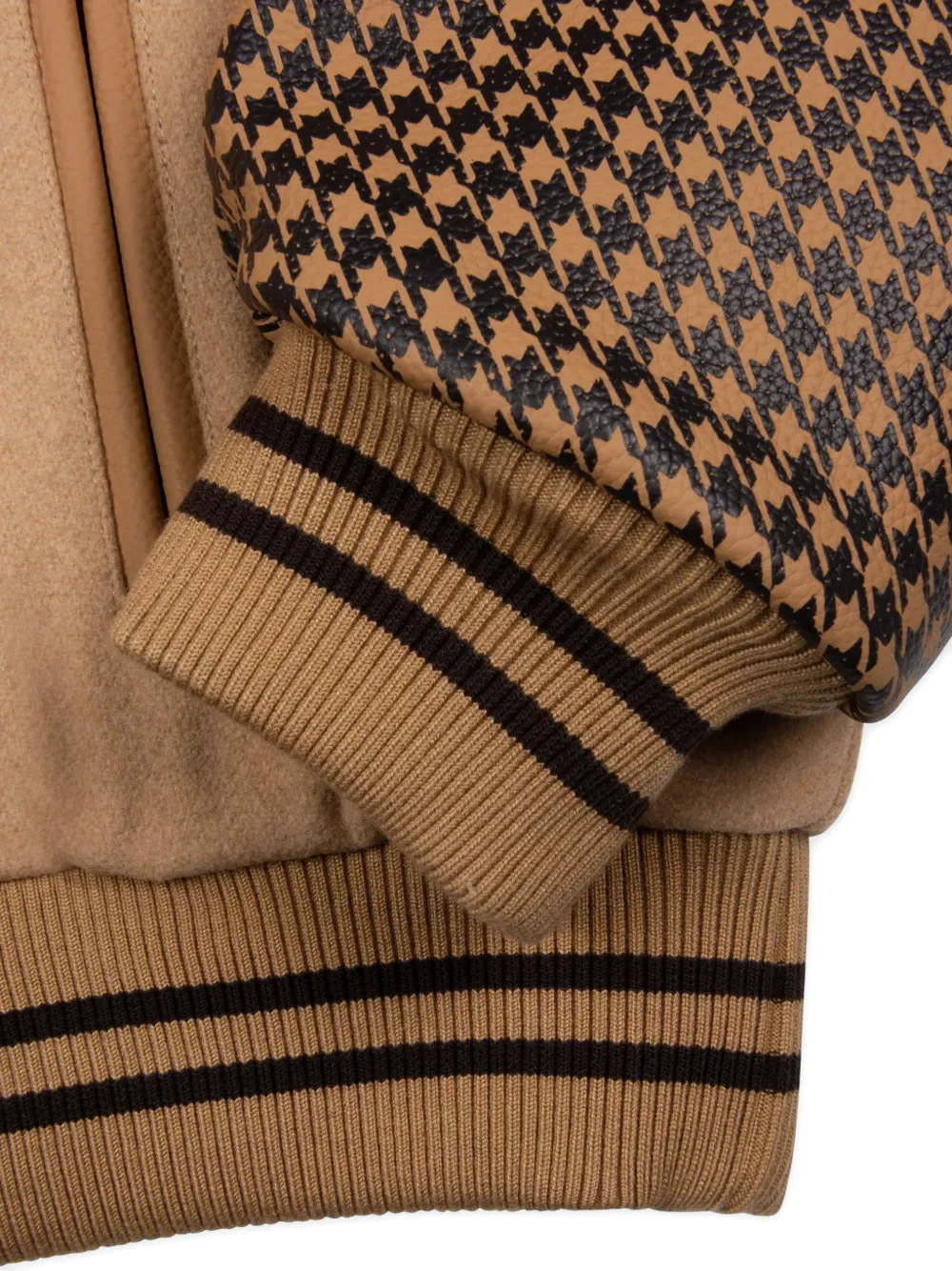 PATTA Bomberjack met logopatch en pied-de-poule print Beige