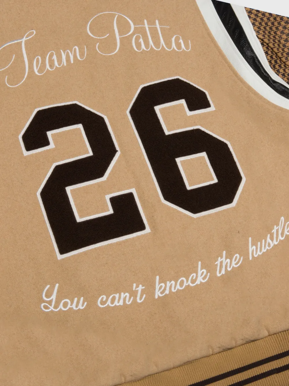 PATTA Bomberjack met logopatch en pied-de-poule print Beige