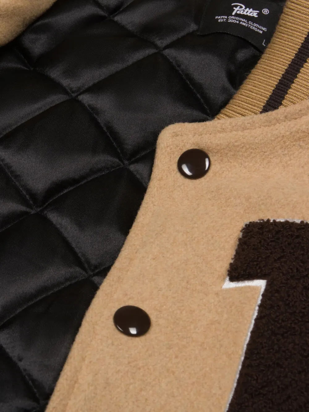 PATTA Bomberjack met logopatch en pied-de-poule print Beige
