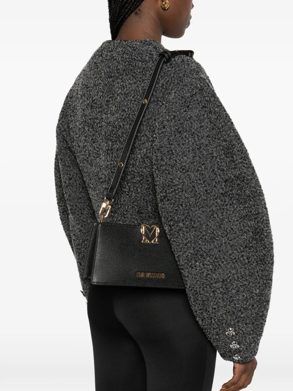 Love Moschino Schoudertas met logoplakkaat Zwart
