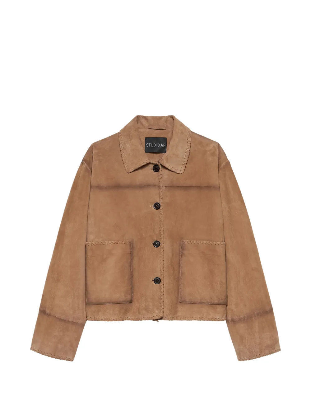 Studio Ar long-sleeve suede-leather jacket - Marrone