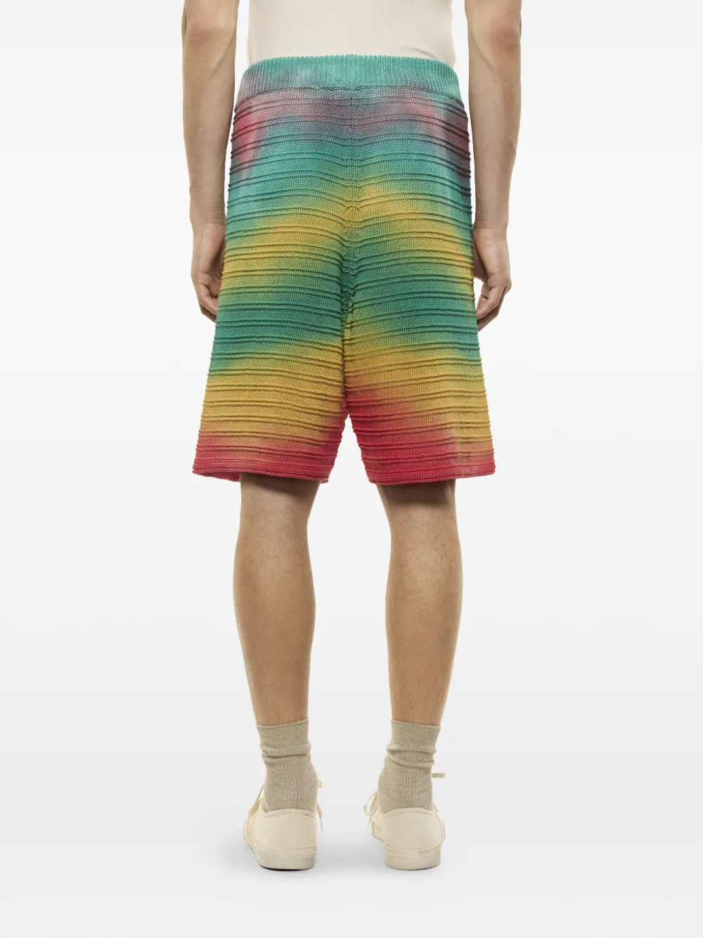  Laneus Knitted Drawstring Shorts - Green 