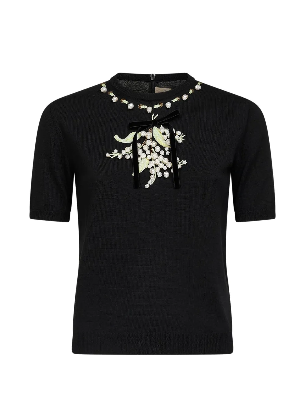 Valentino Garavani embroidery pearl-embellished top - Nero