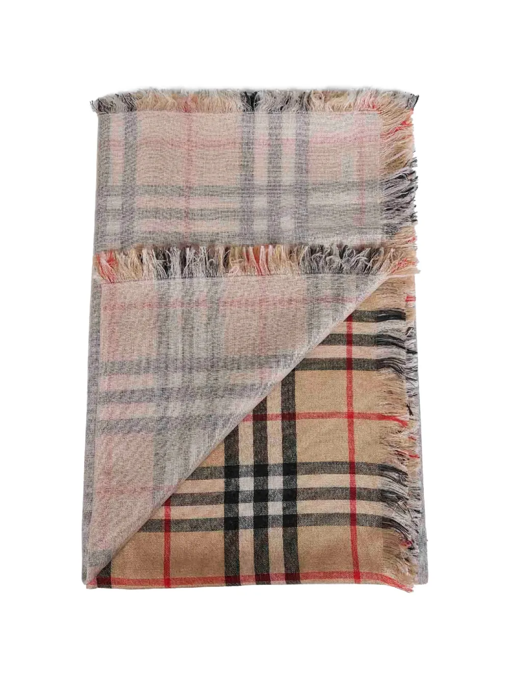 Burberry fringed checked scarf - Toni neutri