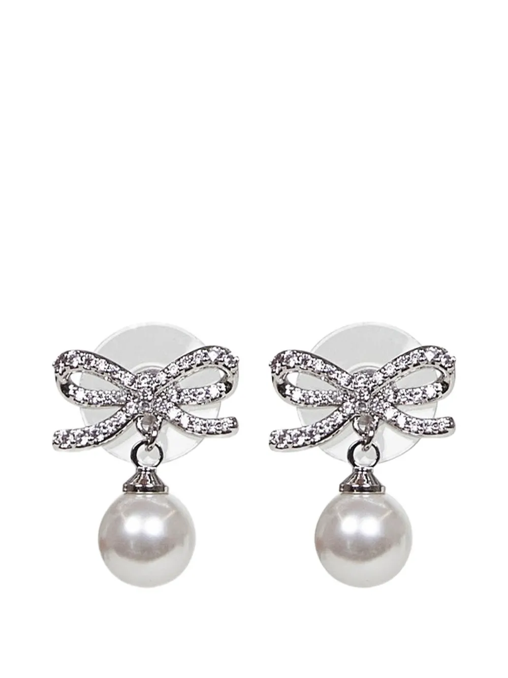 Self-Portrait bow crystal earrings - Argento