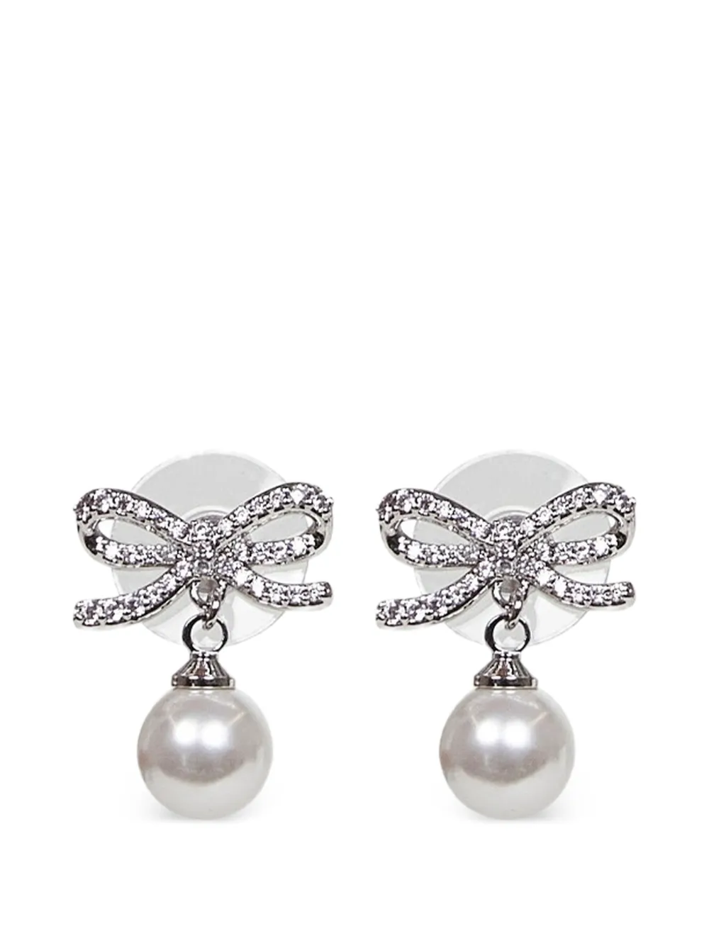 Self-Portrait bow crystal earrings - Argento