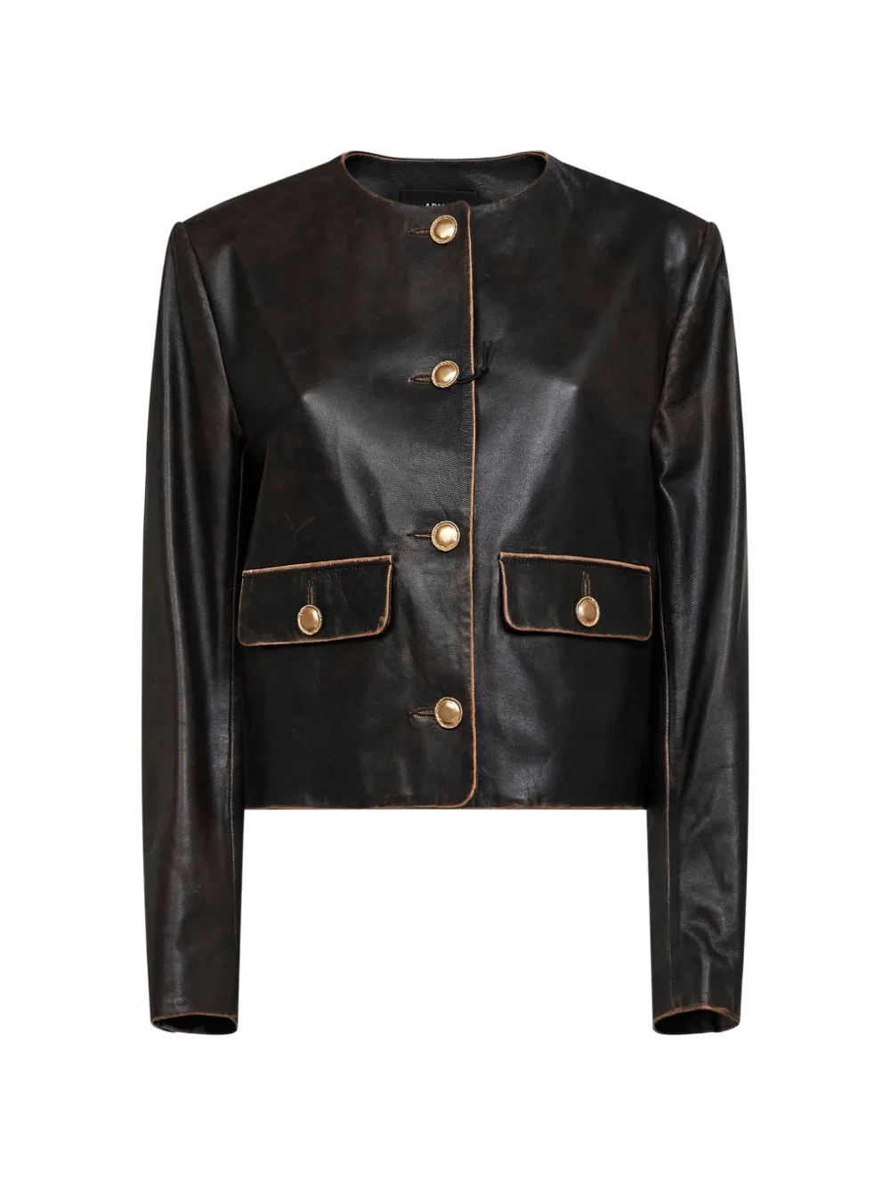 Arma button leather jacket - Marrone