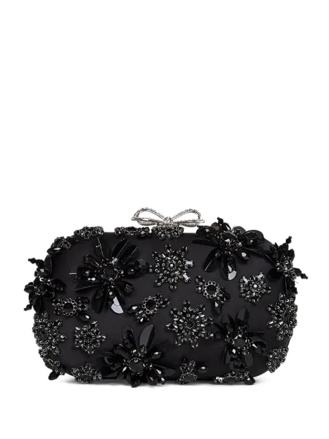 Self-Portrait crystal-embellished floral clutch bag