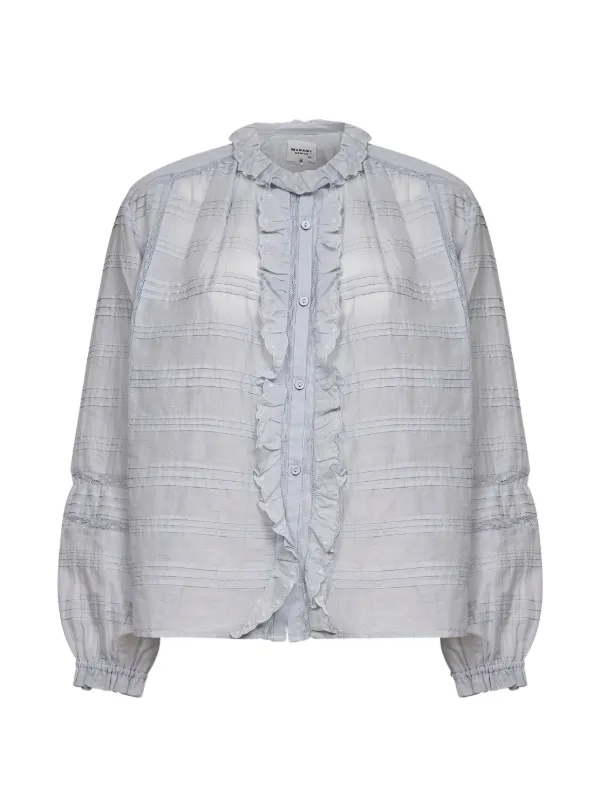 Marant Étoile Button Ruffled Shirt in Blue