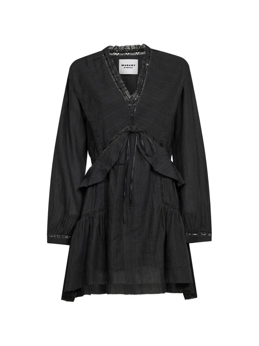 MARANT ÉTOILE lace trim ruffled dress - Black