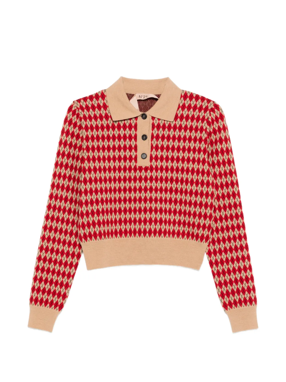 Nº21 Polo con motivo a rombi - Rosso