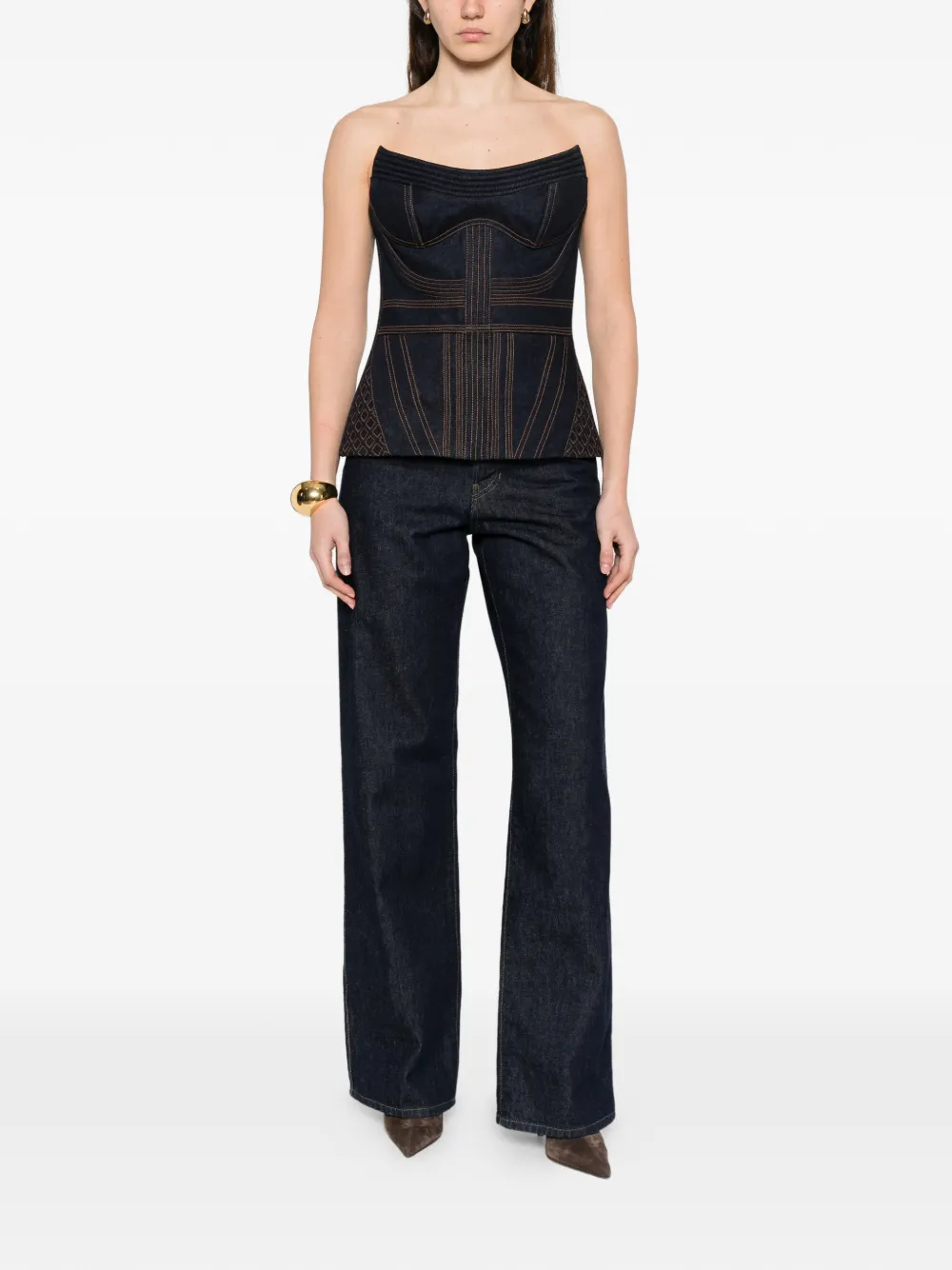  Zimmermann Corded Denim Corset - Blue 