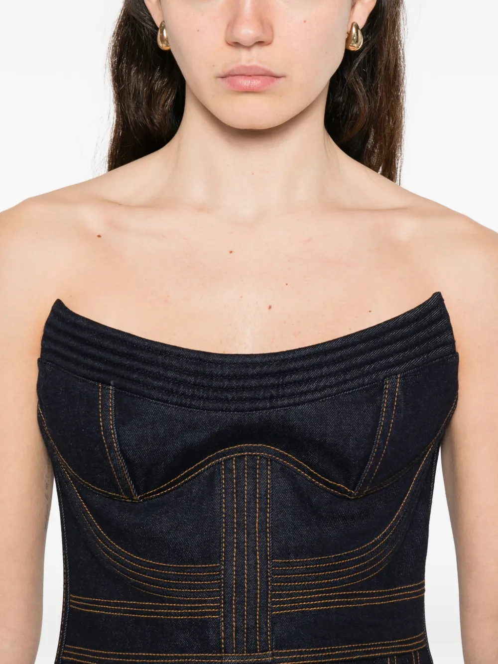 ZIMMERMANN Denim korset met koord Blauw