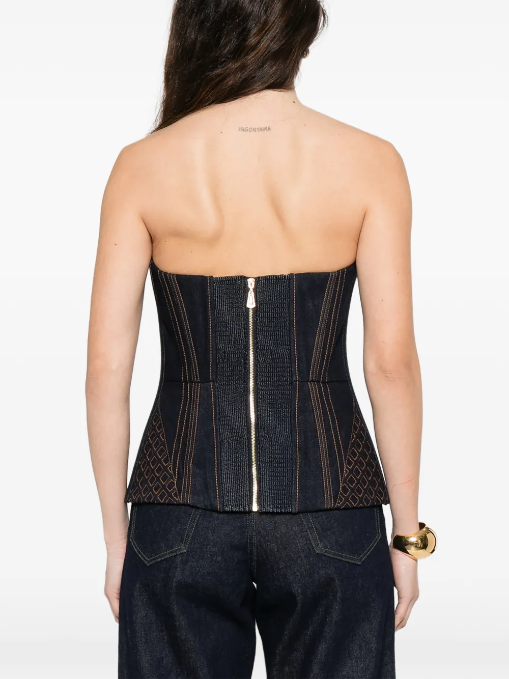 ZIMMERMANN Denim korset met koord Blauw