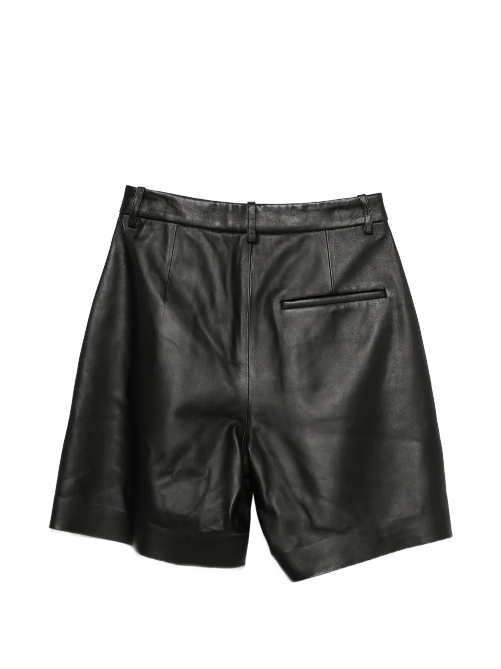 Suze Pleated Leather Shorts