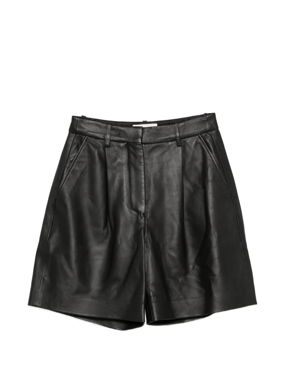 JOSEPH Suze pleated leather shorts - Nero