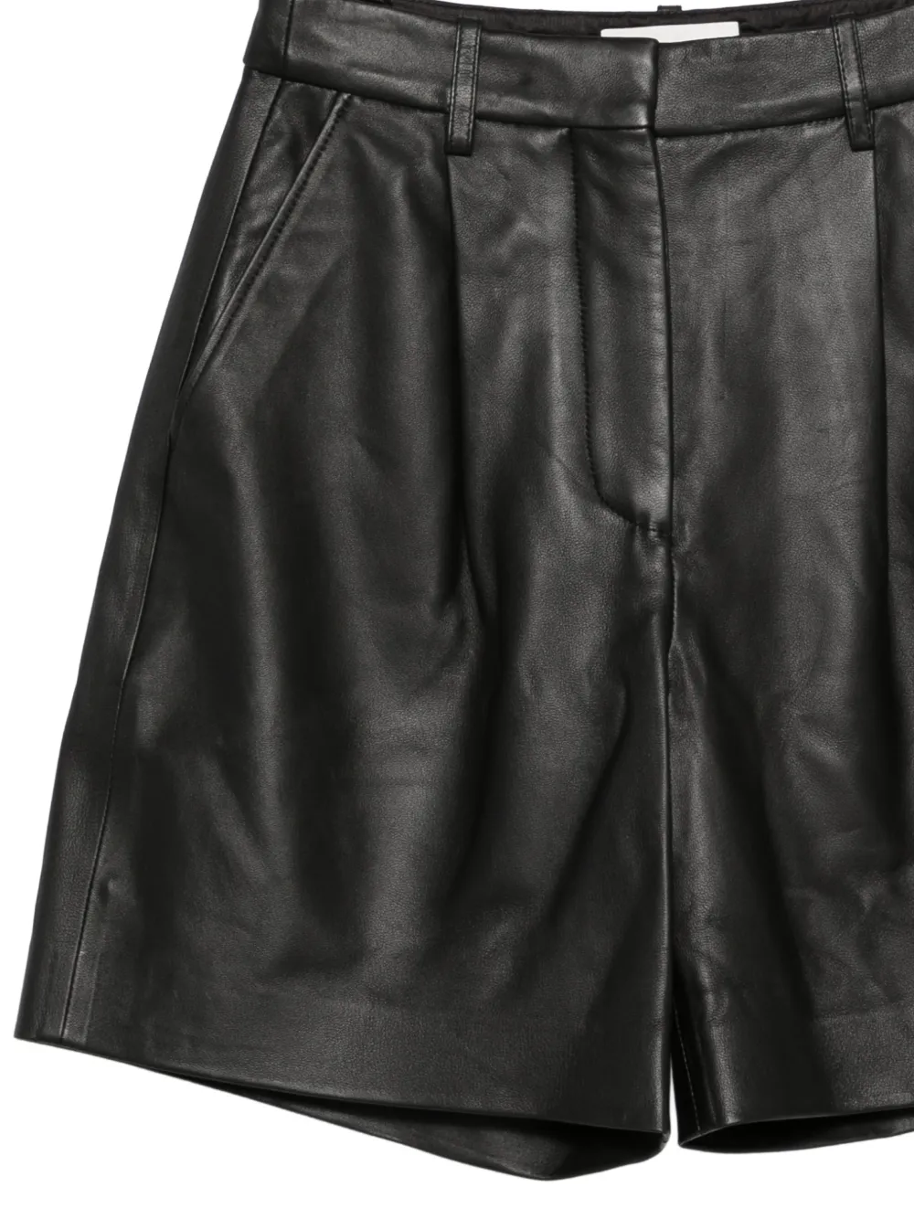 Suze Pleated Leather Shorts