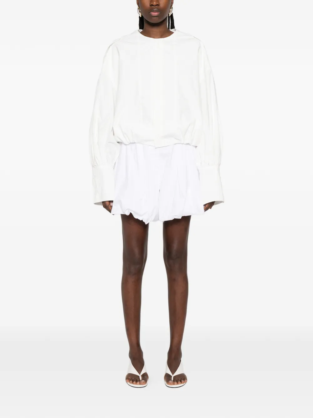  Thelatest Dafne Poplin Shorts - White 