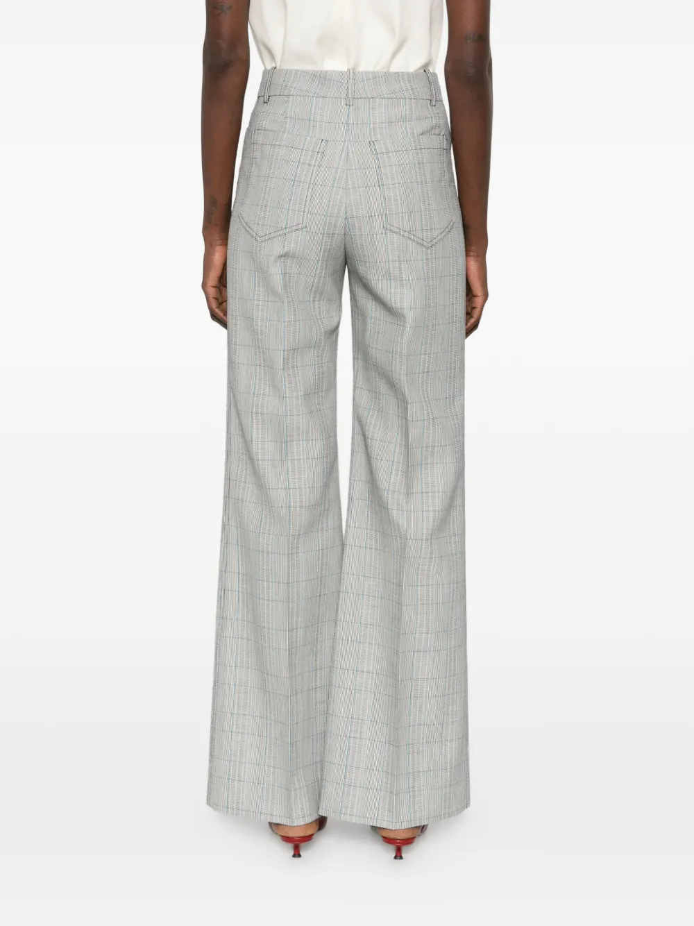 Victoria Beckham Geruite broek met opgestikte zak Grijs