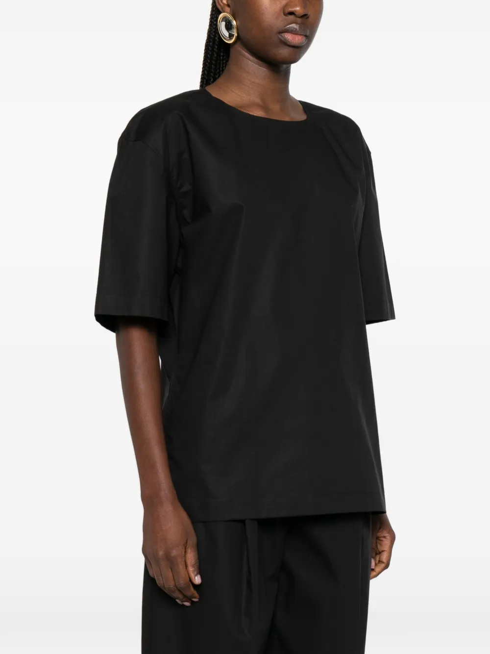  Thelatest Dean Short-sleeve Blouse - Black 