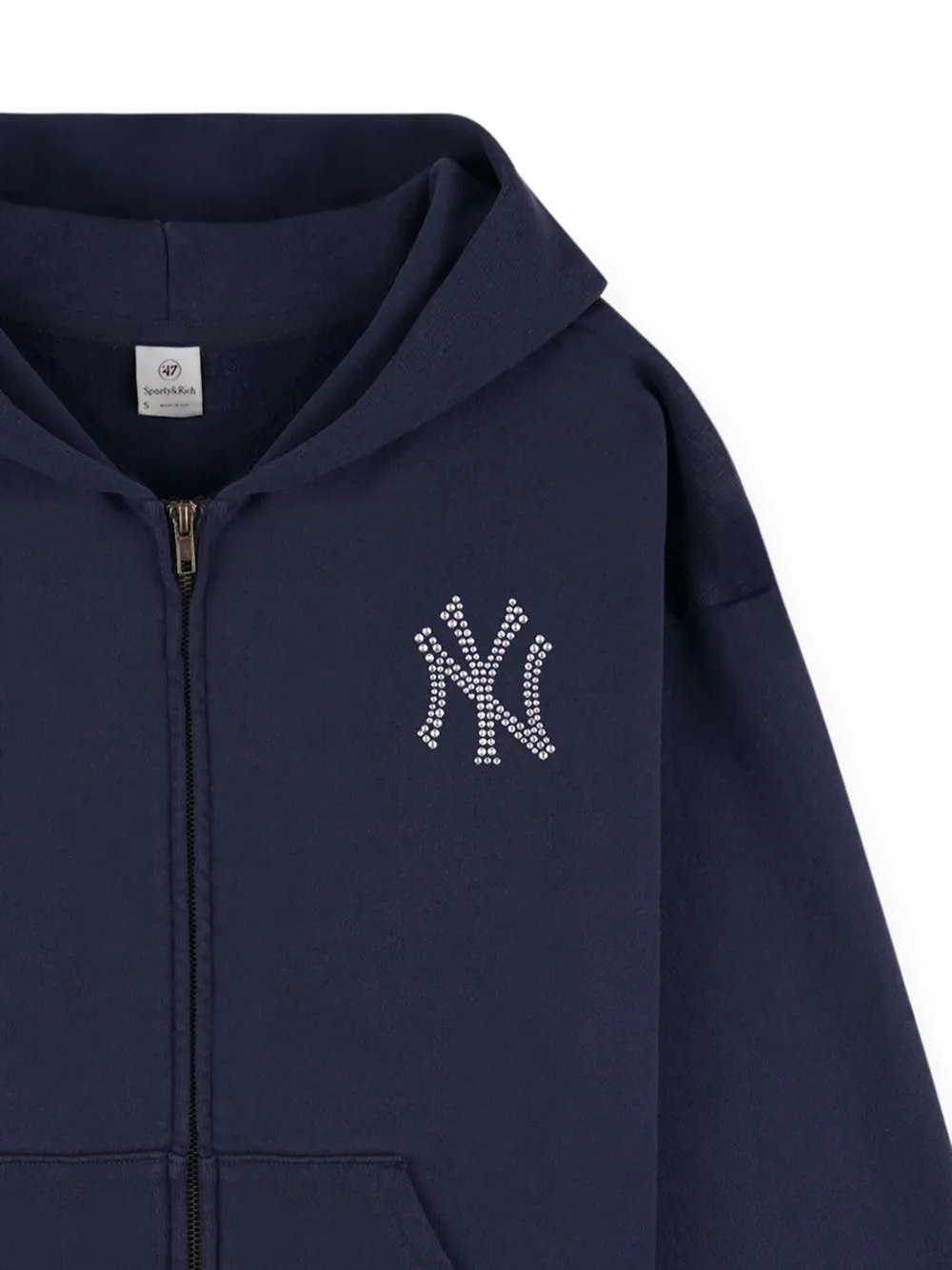 Sporty & Rich Hoodie met rits en logodetail Blauw