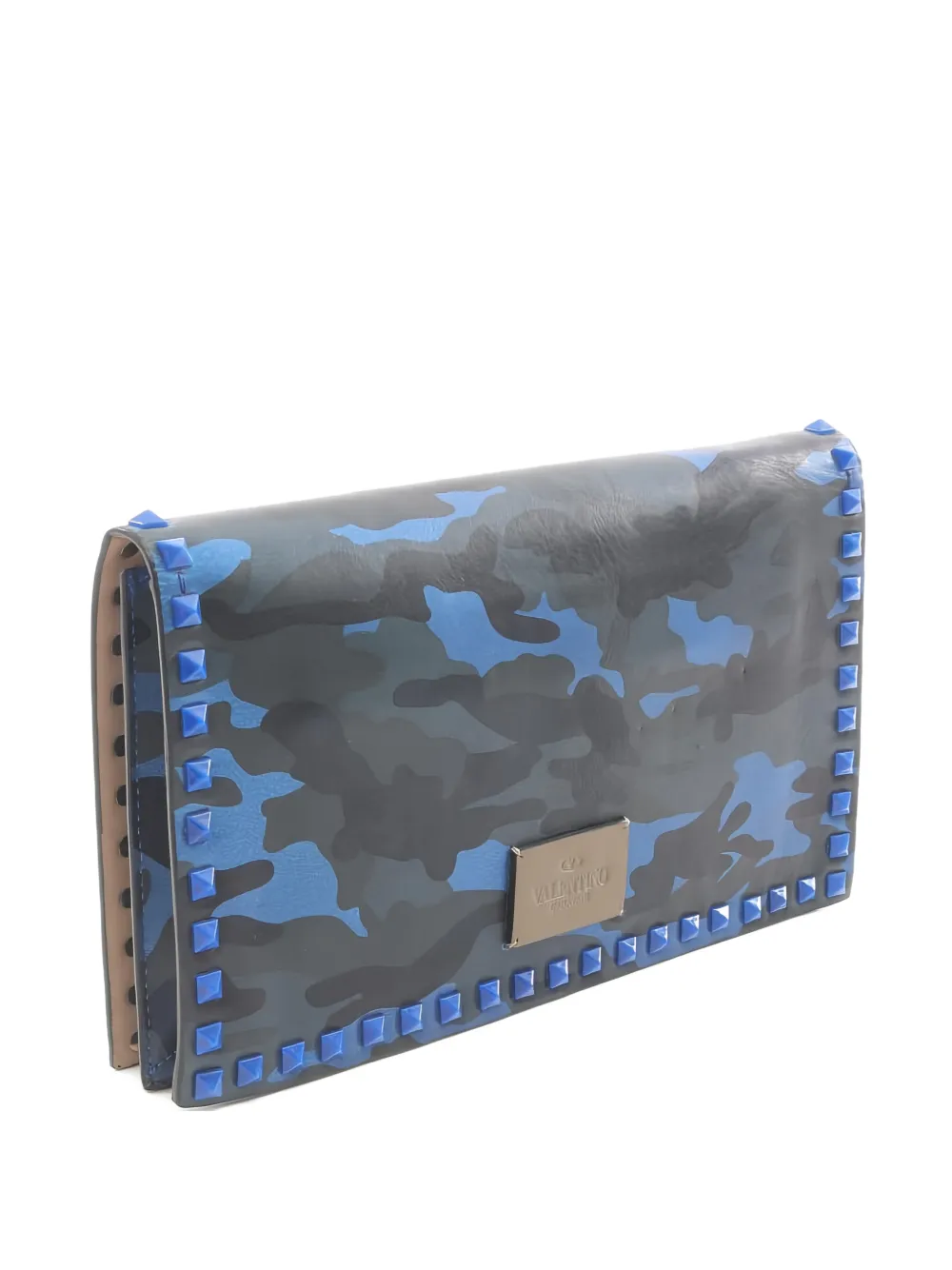 Valentino Garavani Pre-Owned 2000S camouflage stud clutch bag - Blu