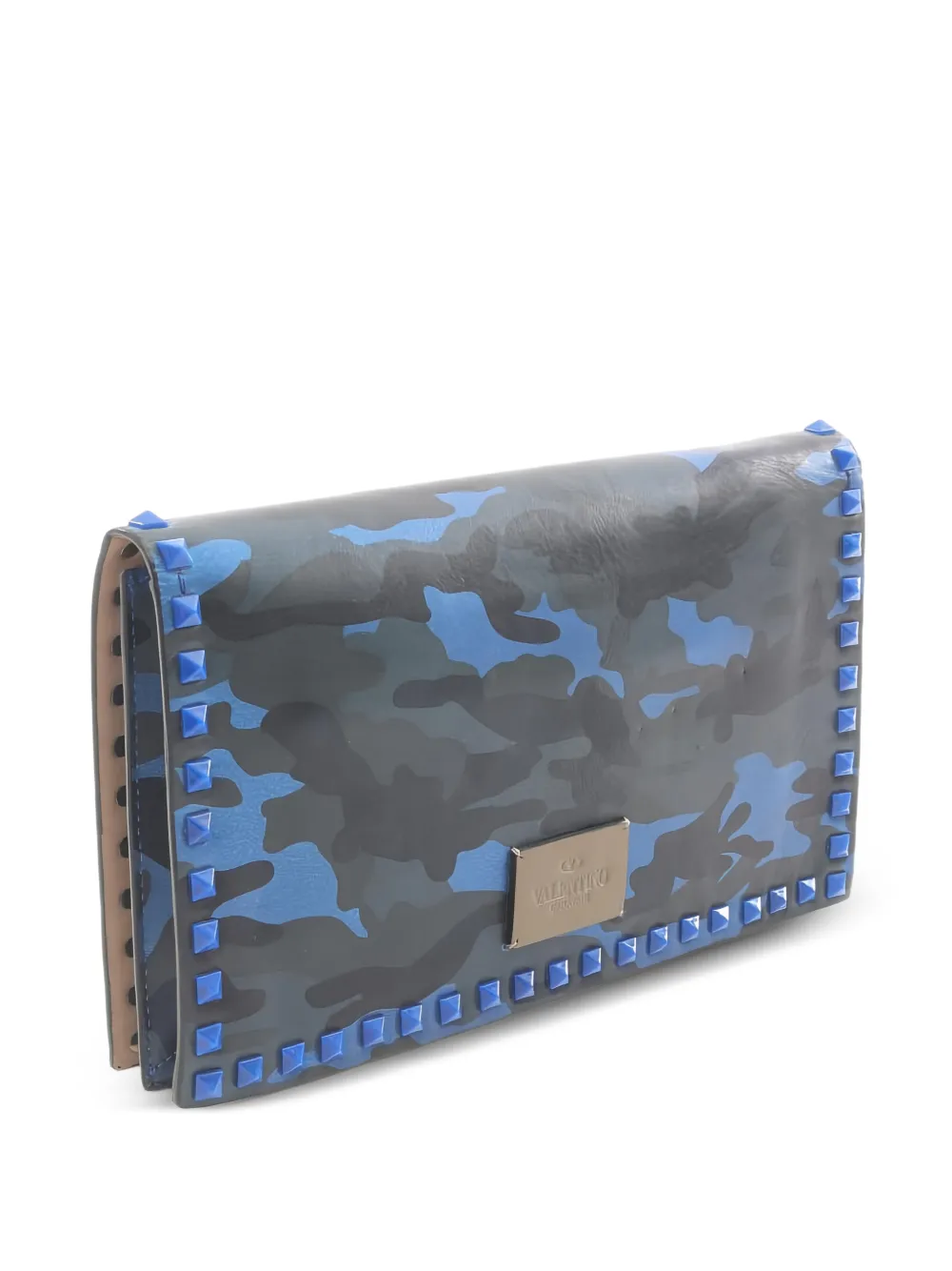 Valentino Garavani Pre-Owned 2000S camouflage stud clutch bag - Blu