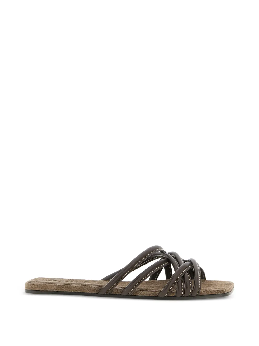 Brunello Cucinelli Leren sandalen met contrasterende stiksels Bruin