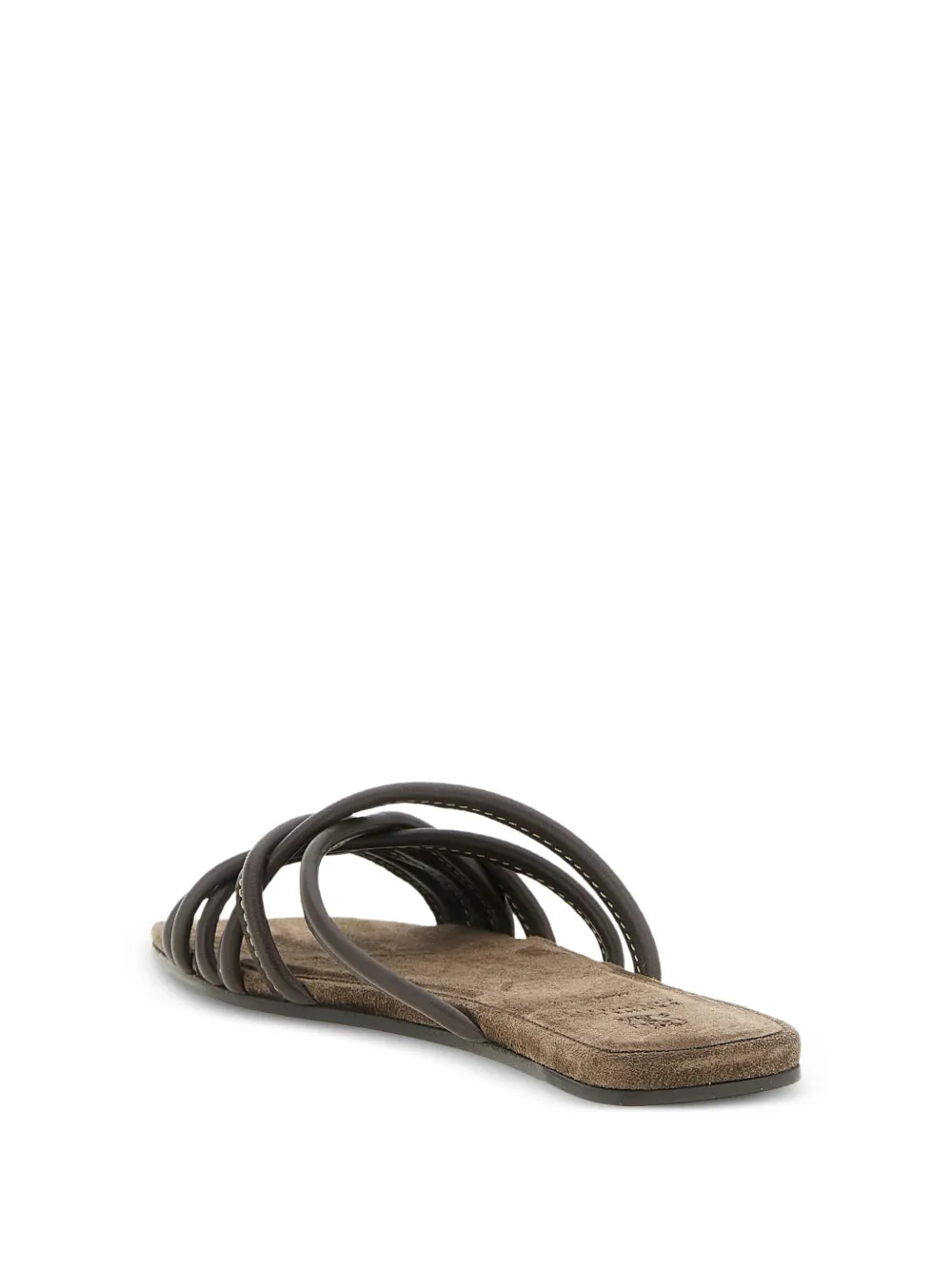 Brunello Cucinelli Leren sandalen met contrasterende stiksels Bruin