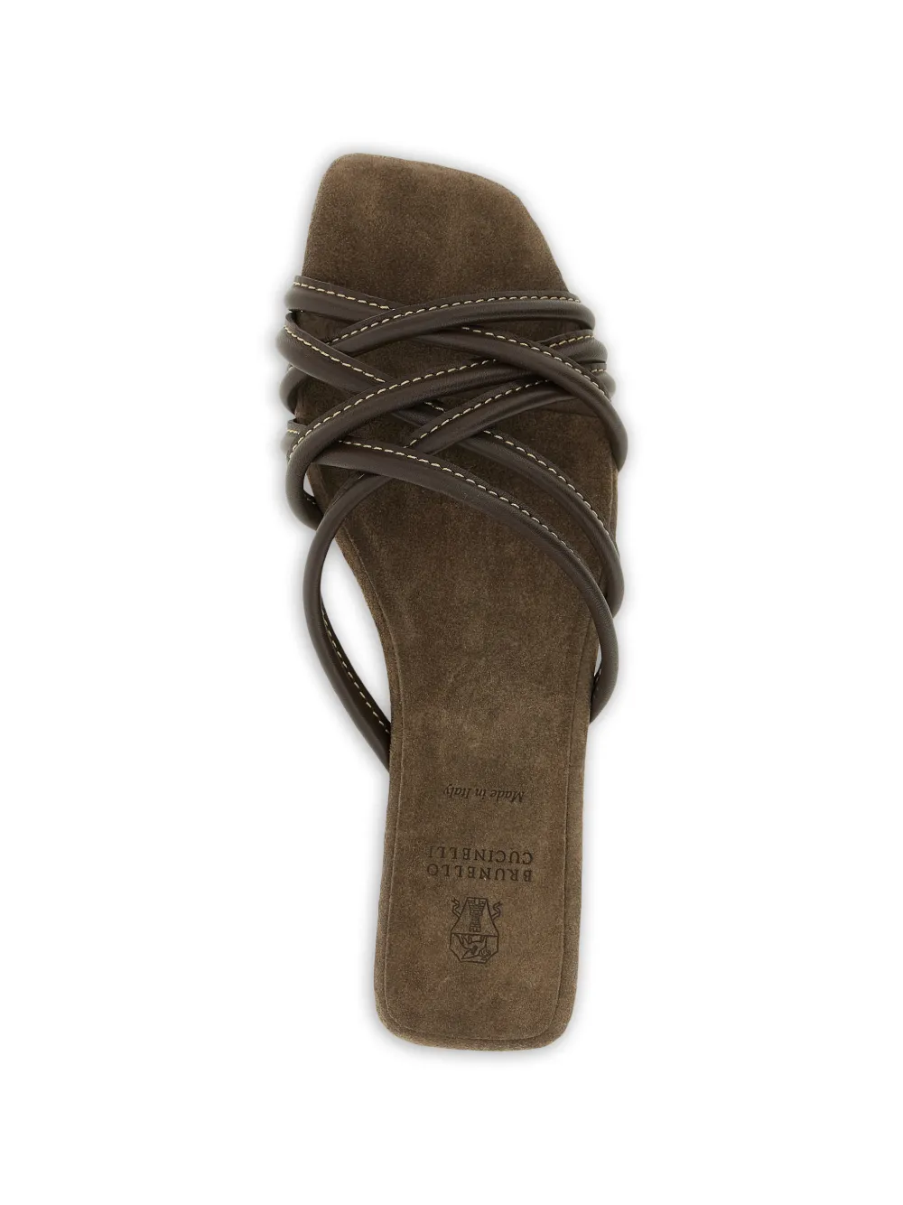Brunello Cucinelli Leren sandalen met contrasterende stiksels Bruin