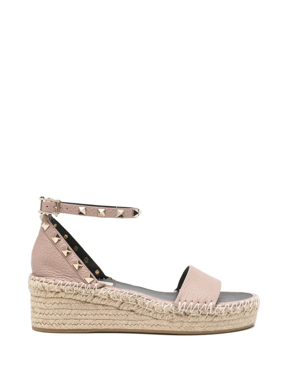 Valentino Garavani studded wedge heeled espadrilles Roze