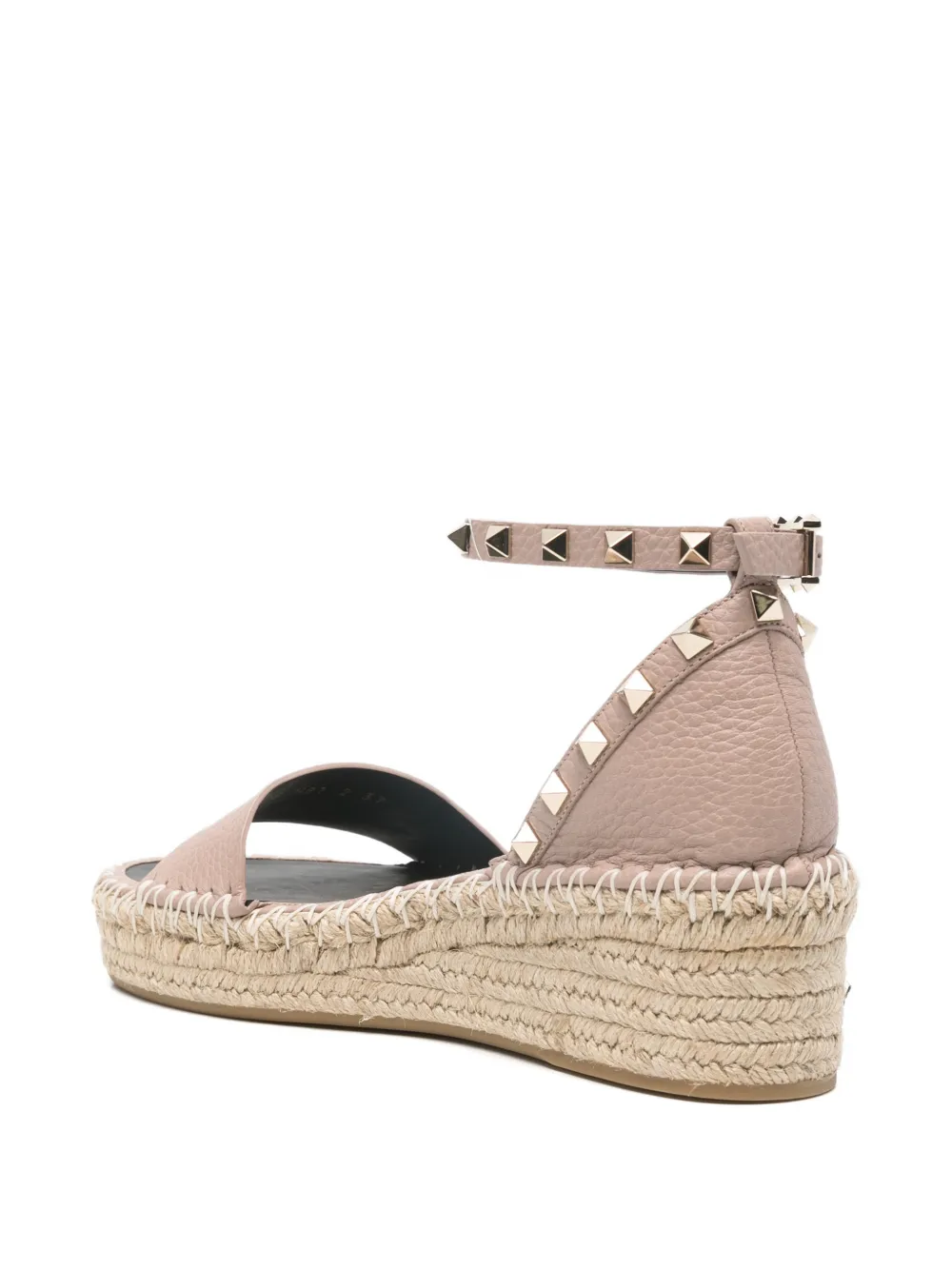 Valentino Garavani studded wedge heeled espadrilles Roze