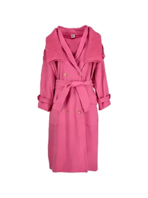 NINA RICCI ウール ダブルコート　ピンク　ロゴ裏地 Valentino Garavani ダイアゴナル リボンディテール ロングコート
