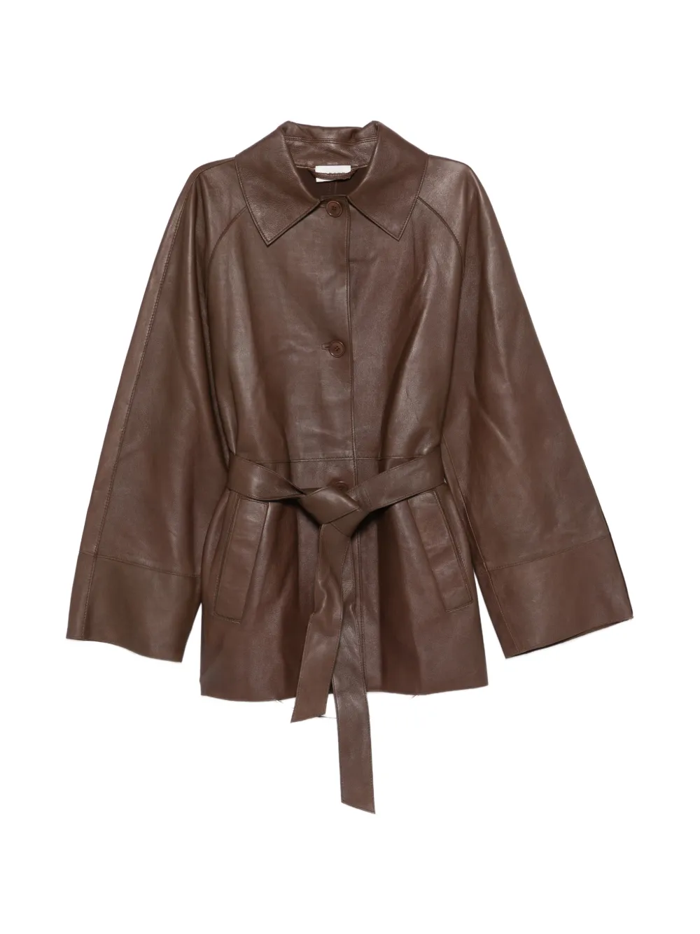 P.A.R.O.S.H. tie-waist leather jacket - Marrone