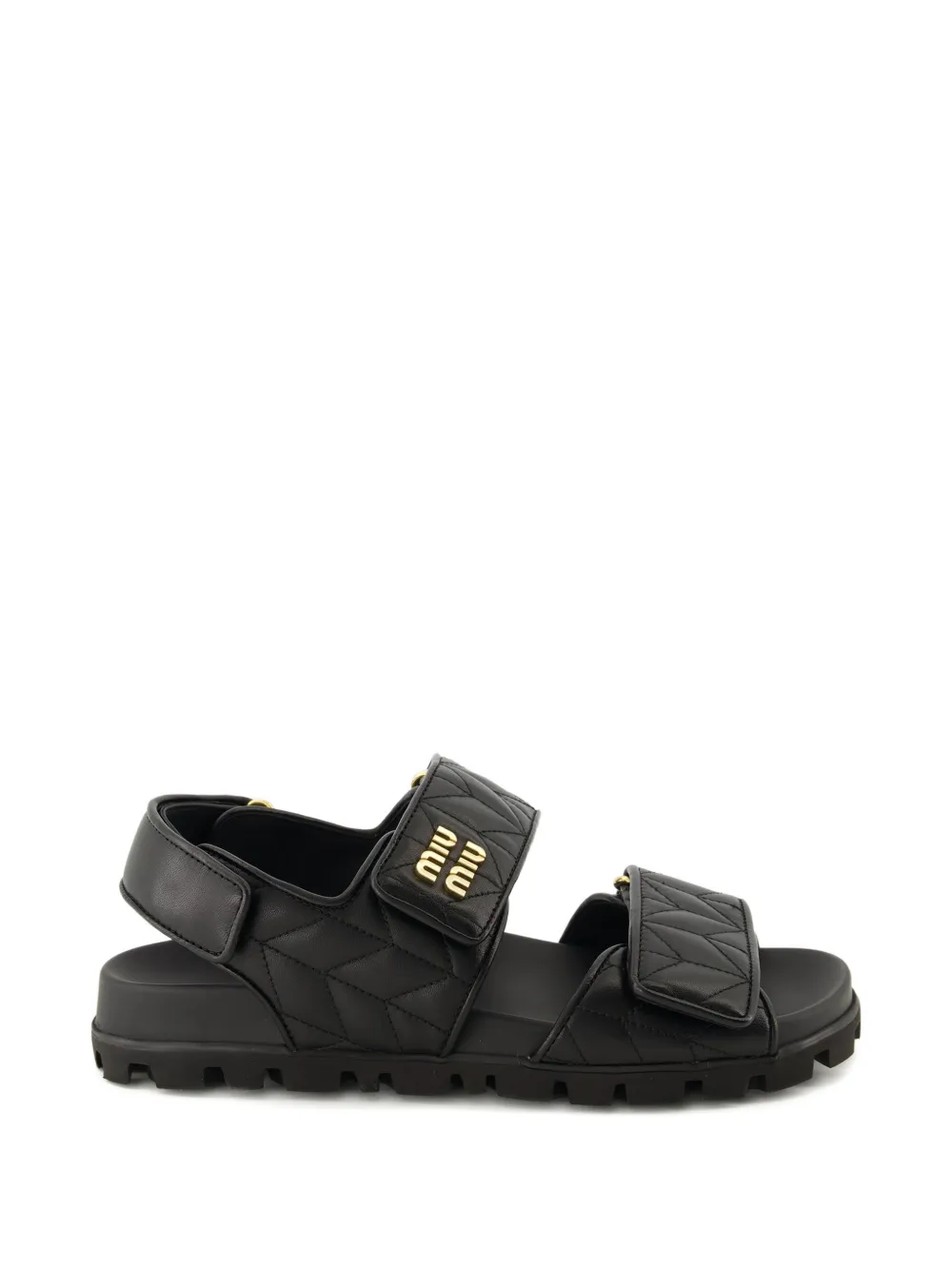 Miu quilted leather sandals Zwart