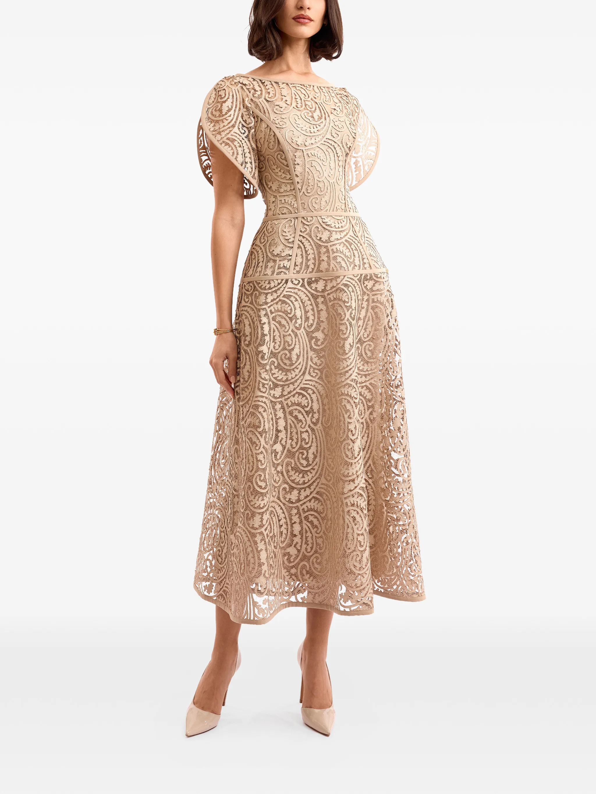 Gemy Maalouf flutter sleeve midi dress