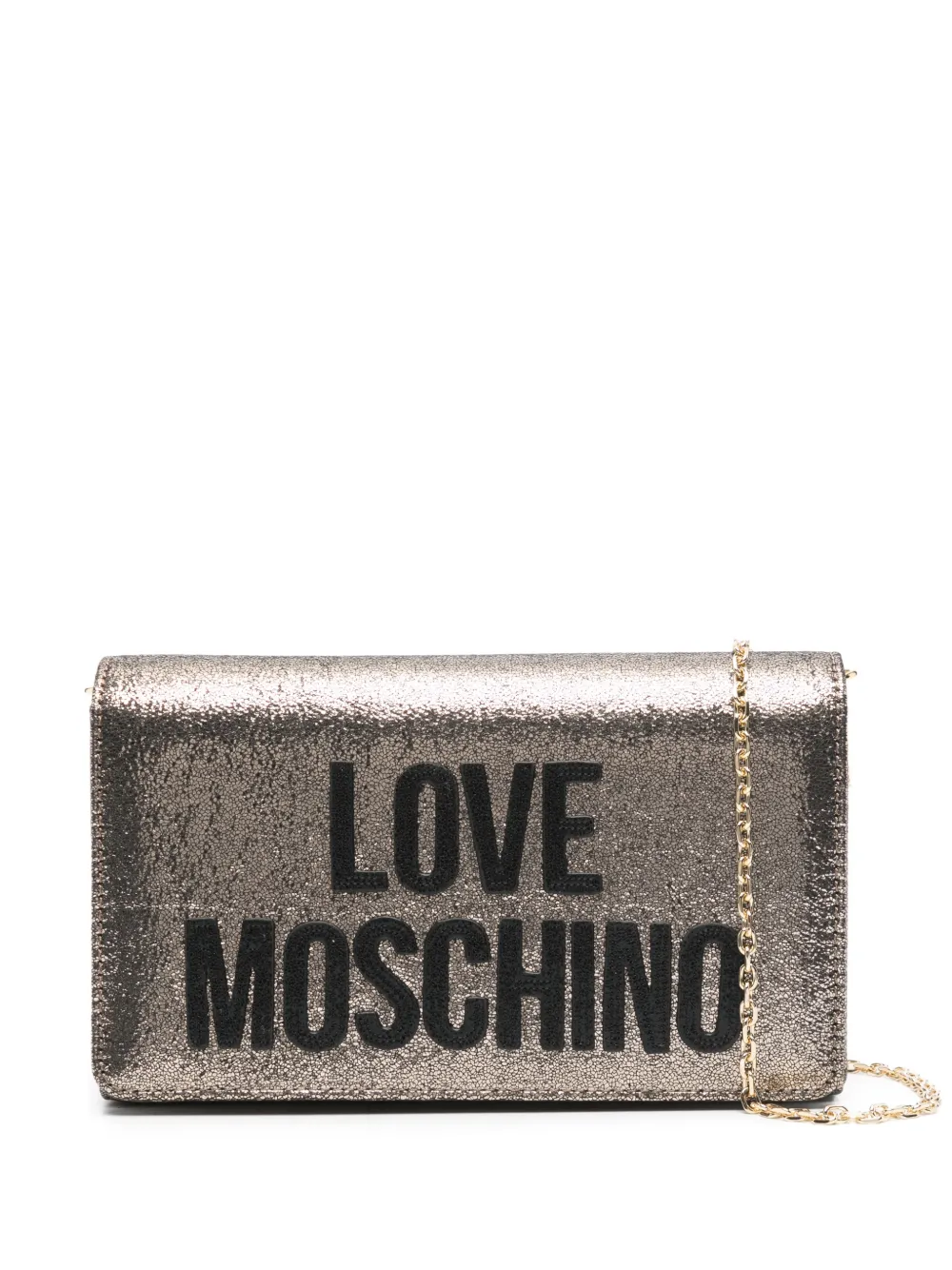 Love Moschino chain-strap logo-patch crossbody bag - Oro