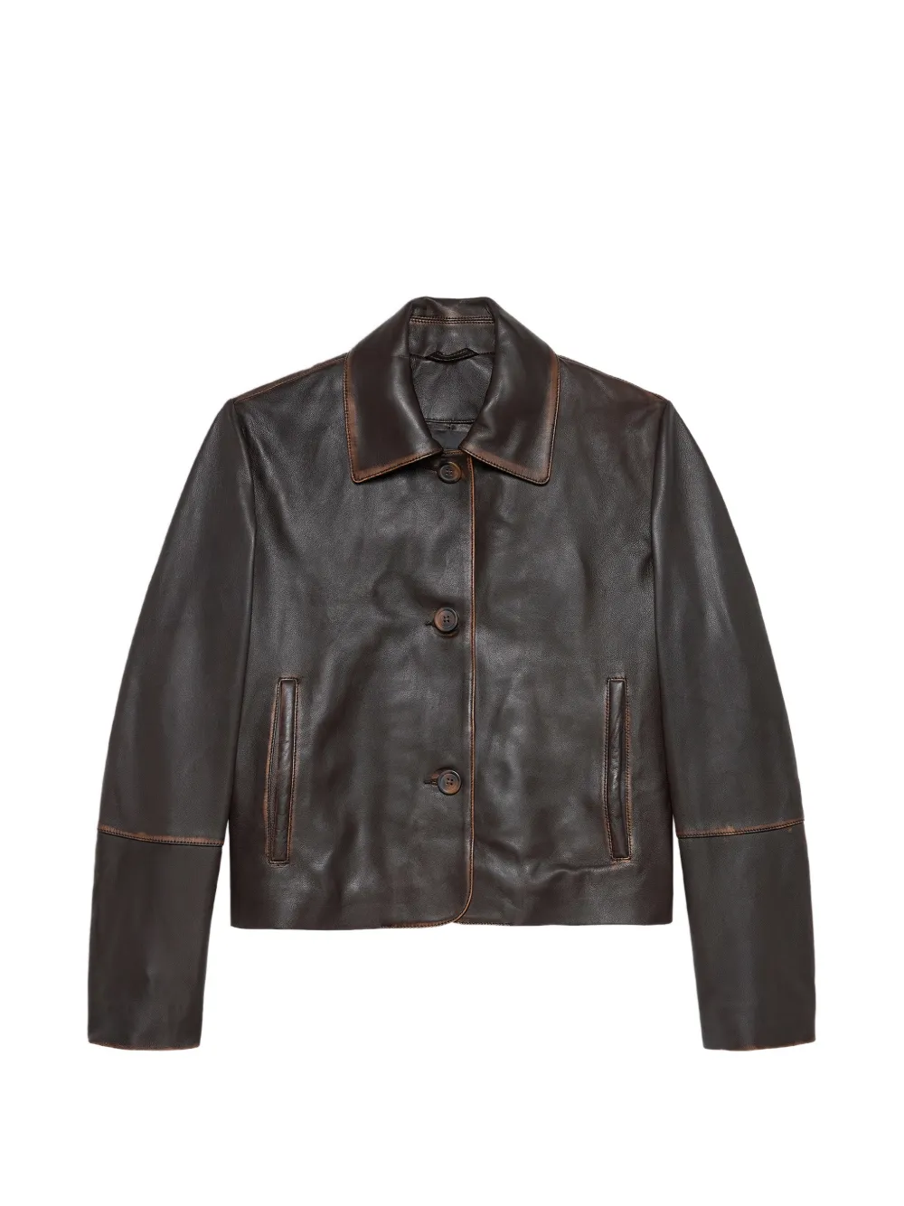 Studio Ar cropped leather jacket - Marrone