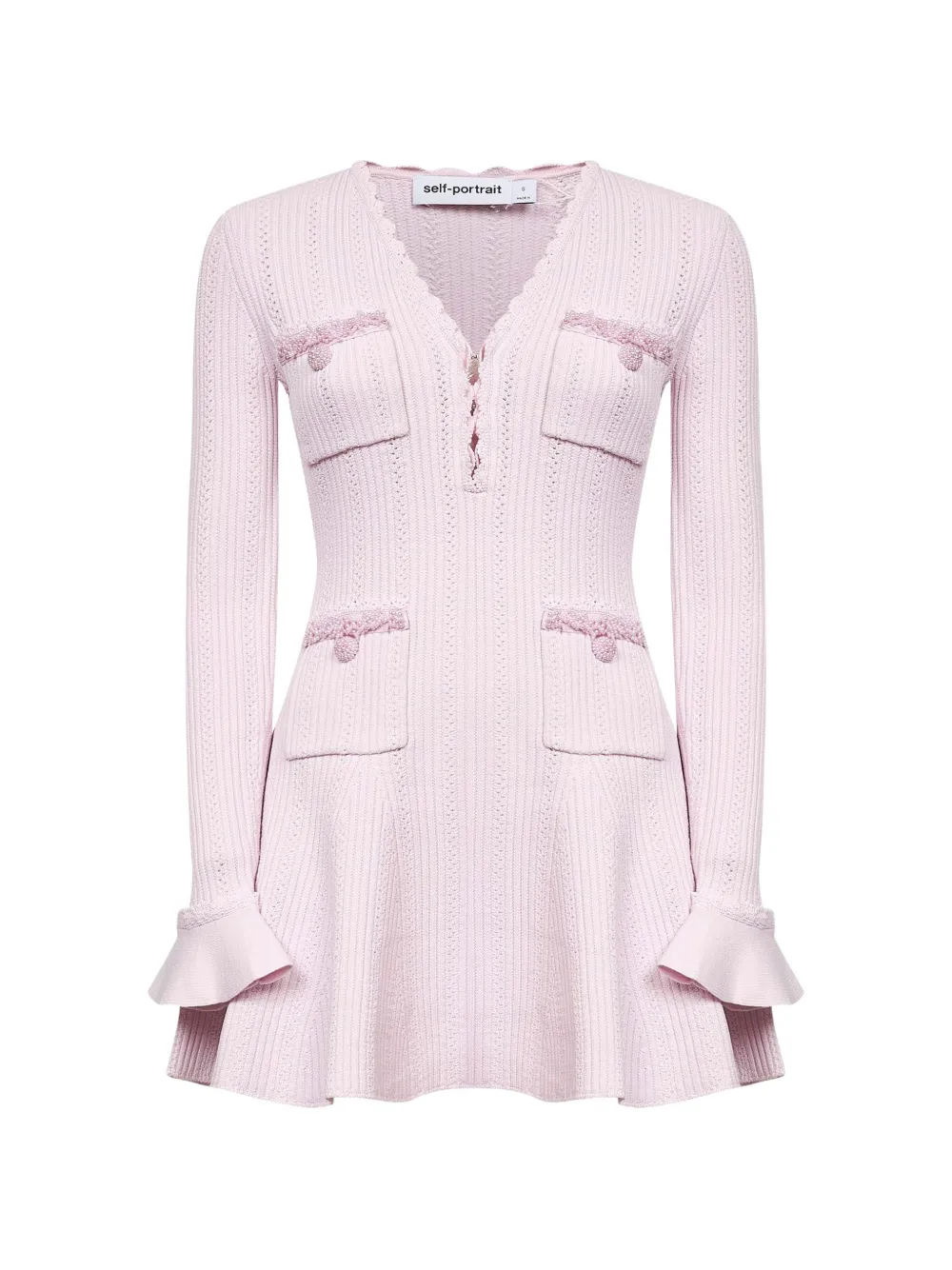 Self-Portrait pocket V-neck mini dress - Rosa
