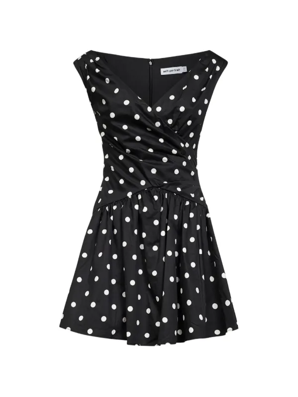 knee length dresses for ladies Polka Dot Taffeta Midi Dress in Cream