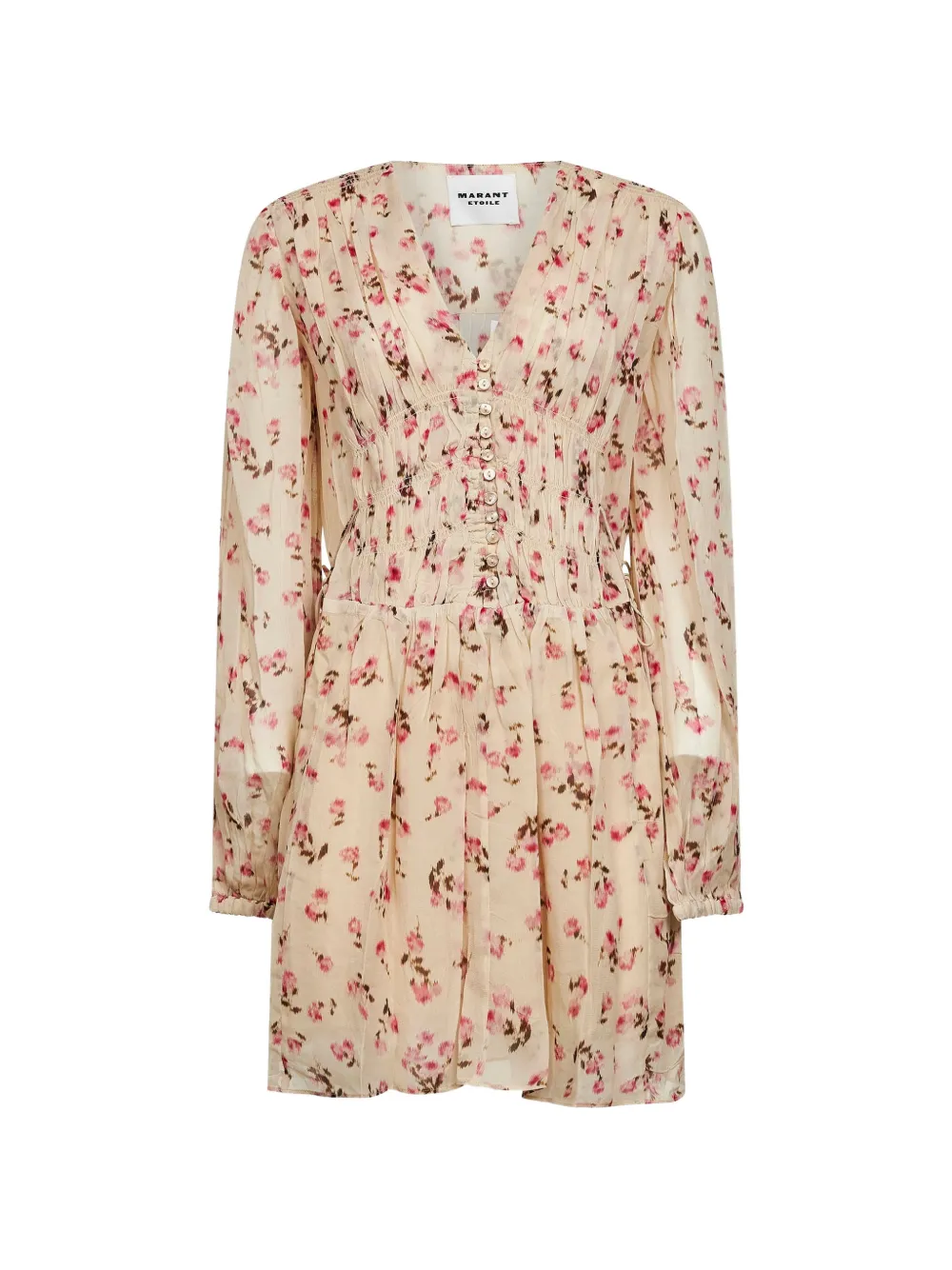 MARANT ÉTOILE button floral smocked dress - Toni neutri