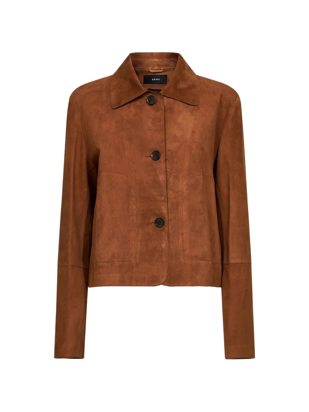 Arma collared buttoned leather jacket - Marrone