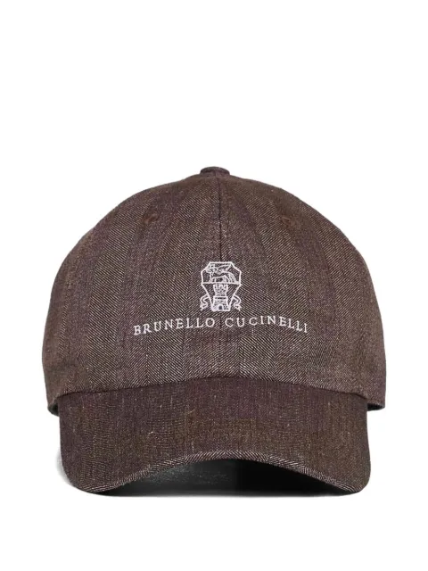 Brunello Cucinelli crest-embroidered panelled cap