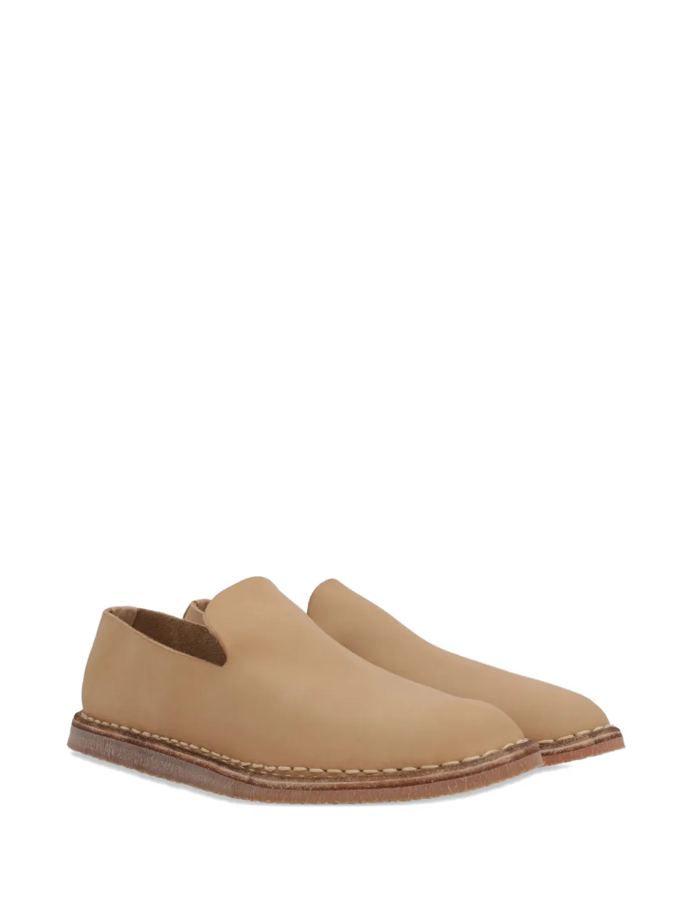 Guidi Leren loafers met ronde neus Beige