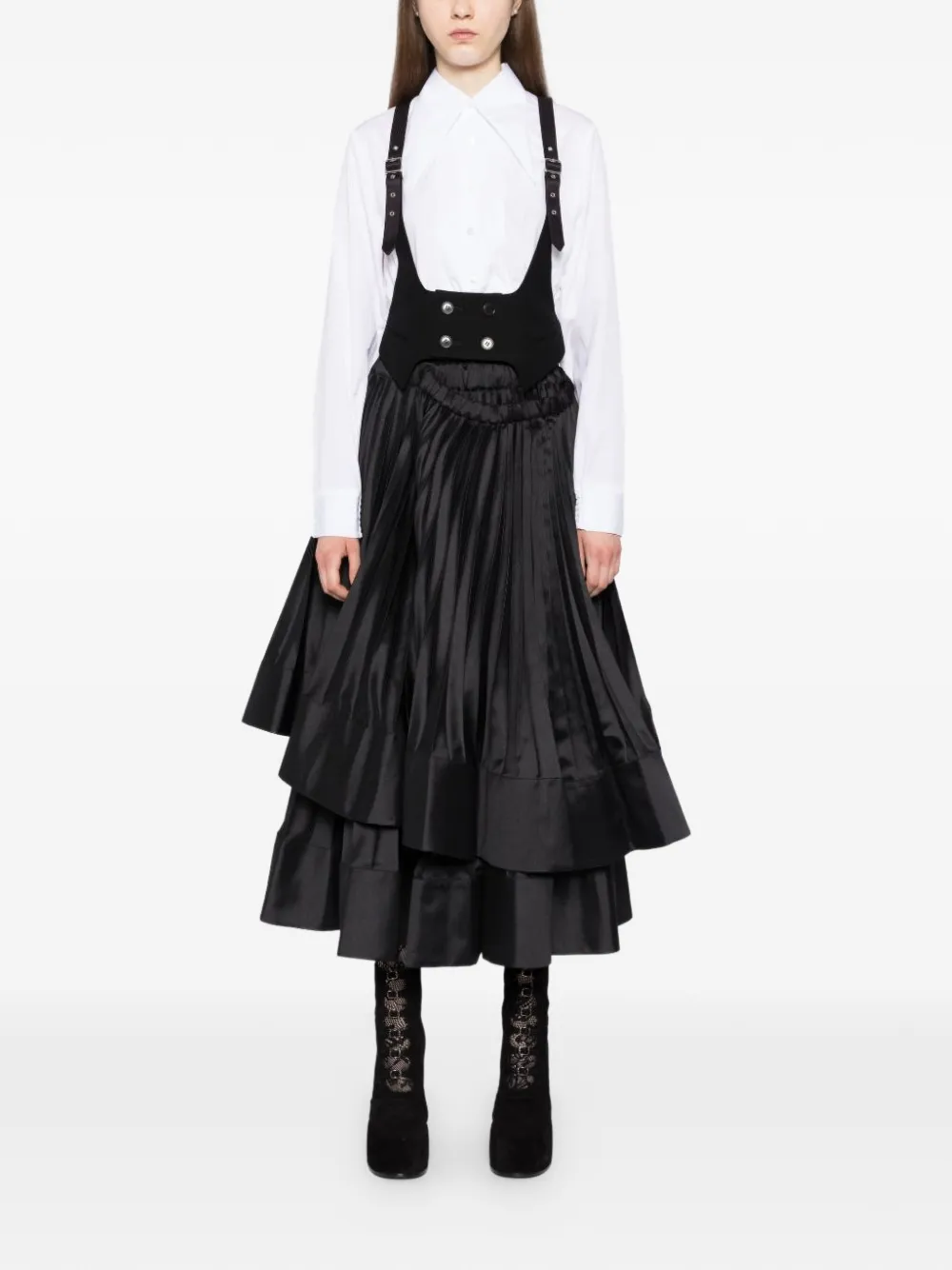 Noir Kei Ninomiya oversize collar elastic shirt - Wit