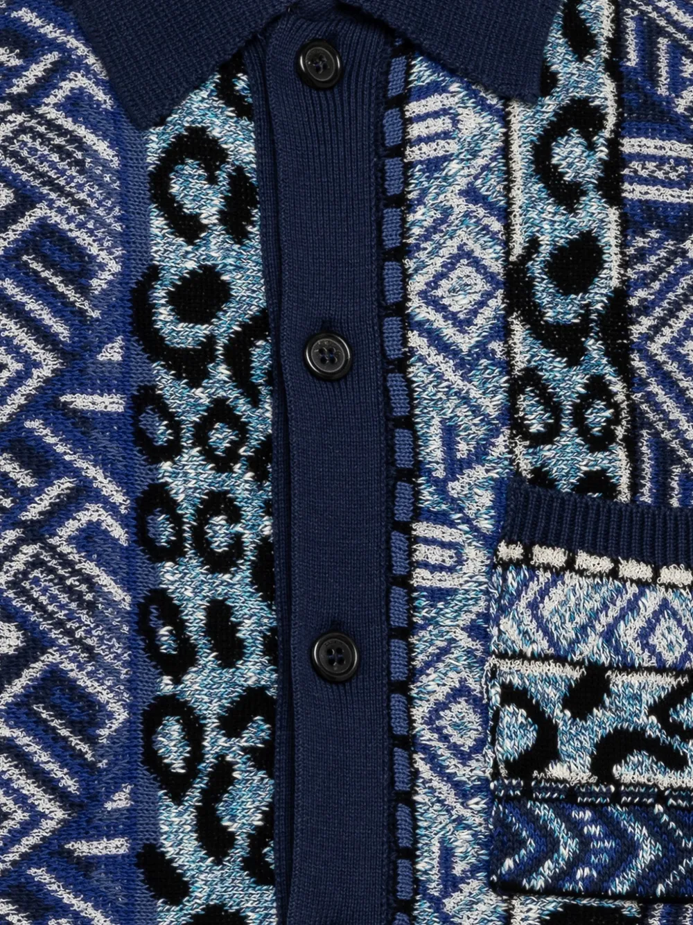  Laneus Patterned Knitted Shirt - Blue 