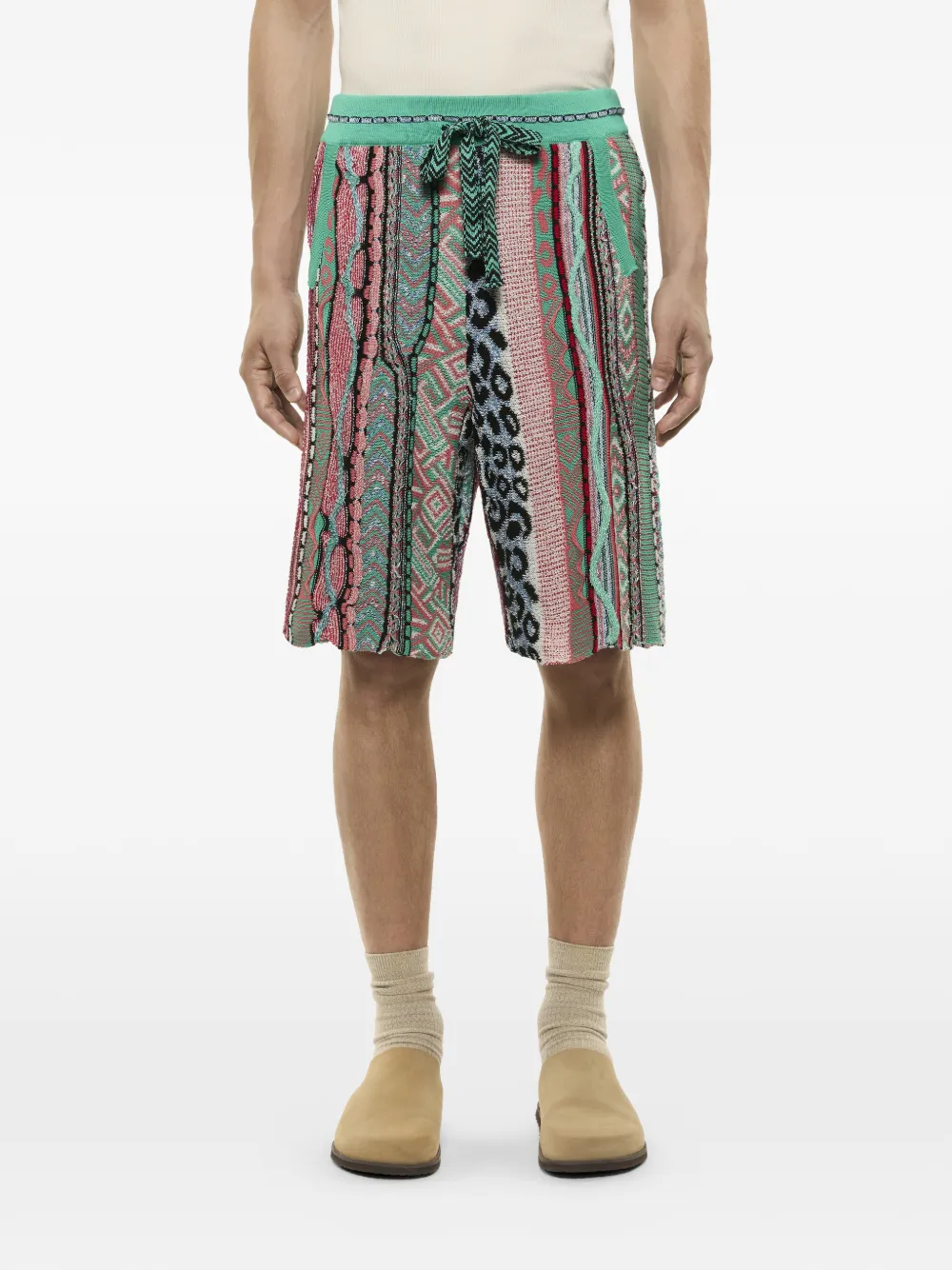 Laneus Knitted Patterned Shorts In Multi